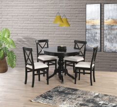 FİSKOS AÇILIR MASA YUVARLAK 4 ADET SANDALYE İLE SET