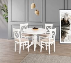 FİSKOS AÇILIR MASA YUVARLAK 4 ADET SANDALYE İLE SET