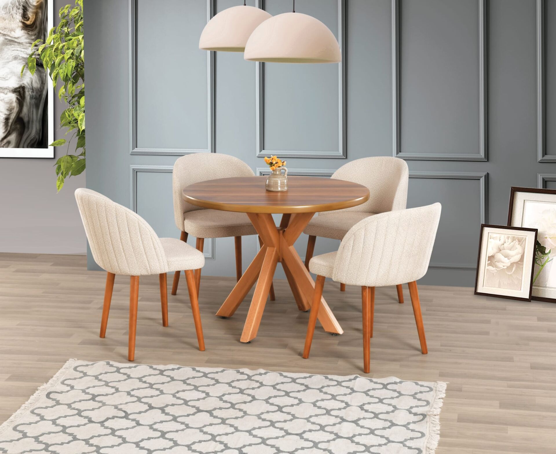 SAHRA  MASA YUVARLAK 4 ADET SANDALYE İLE SET