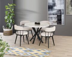 SAHRA  MASA YUVARLAK 4 ADET SANDALYE İLE SET
