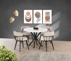 SAHRA  MASA YUVARLAK 4 ADET SANDALYE İLE SET